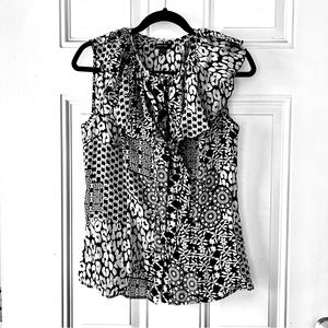 Piano Y2K Button-Up Blouse with PussyBow Tie